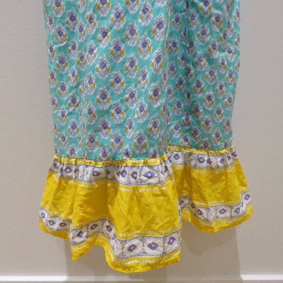 J. CREW V-Neck Criss-Cross Dress in Block Print Aqua Saffron Multi Boho Size S - Picture 11 of 15